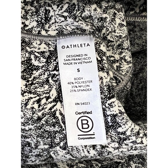 ATHLETA Moonflower Black Salutation Stash Pocket II 7/8 High Rise Tight Petite S - Picture 7 of 8